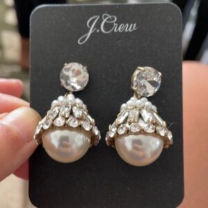 J. Crew Crystal and Pearl Statement Earrings